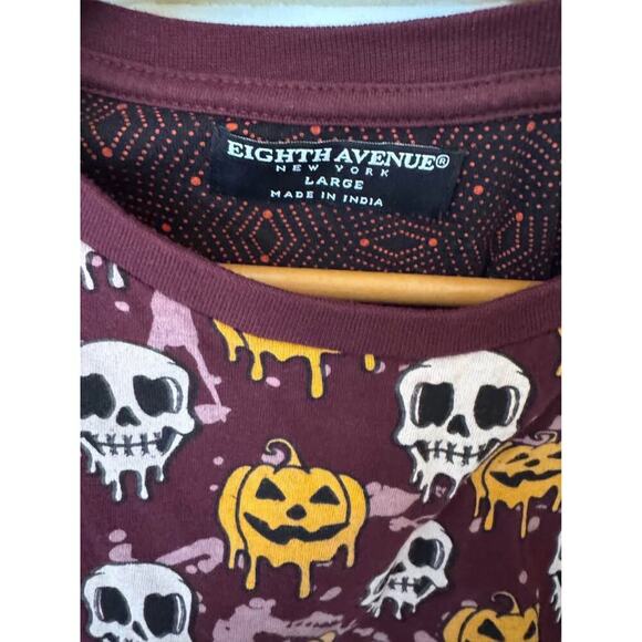 Eighth Avenue Large Pumpkin and Skull Halloween Spooky T-Shirt - Picture 2 of 3